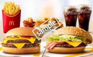 ダブルチーズバーガー+ベーコンレタスバーガー+ポテトL+ナゲット5ピース+ドリンクM2個