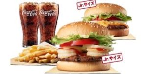 シュリンプ・スパイシーワッパーJr+クアトロチーズワッパーJr+ポテトL+ドリンクM2個