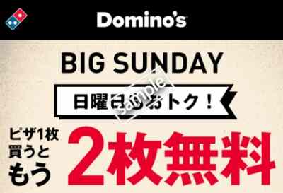 ドミノピザ！ピザ1枚買うともう1枚無料(本日限定)