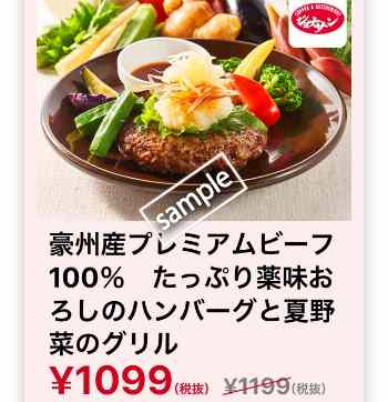 たっぷり薬味おろしのハンバーグと夏野菜のグリル1099円