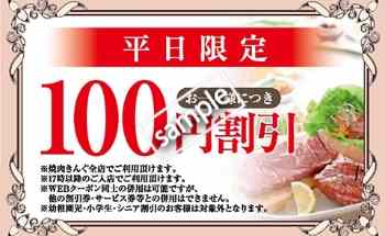 平日限定100円割り引き(WEBクーポン)